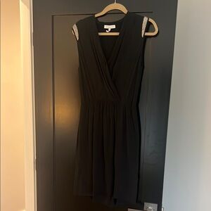 Sandro Black Sheath Midi Dress V-Neck Sleeveless